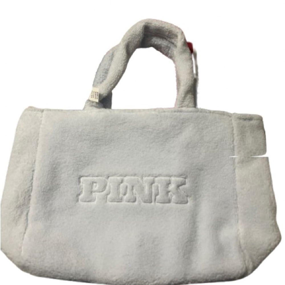 #778 PINK Victoria's Secret Plush Light Blue Tote 21”x14”